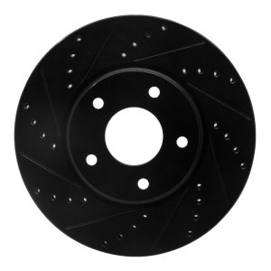 Infiniti M45 Brake Rotor (1) - Front Left - R1 Concepts - Drilled & Slotted - Black - `02-`17